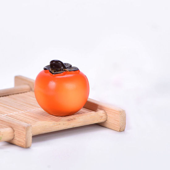 Imagen de Orange - 11# Persimmon Fruit Resin Micro Landscape Miniature Decoration 3x2.8cm, 1 Piece