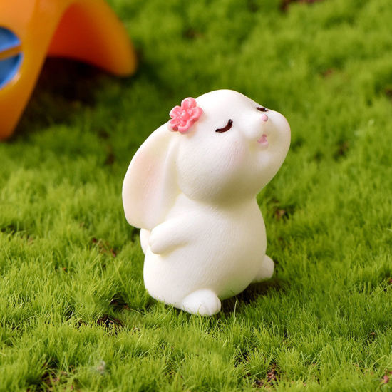 Bild von Weiß - 12# Kaninchen Hase Paradies Harz Mikro Landschaft Miniatur Dekoration 3x2cm, 1 Piece