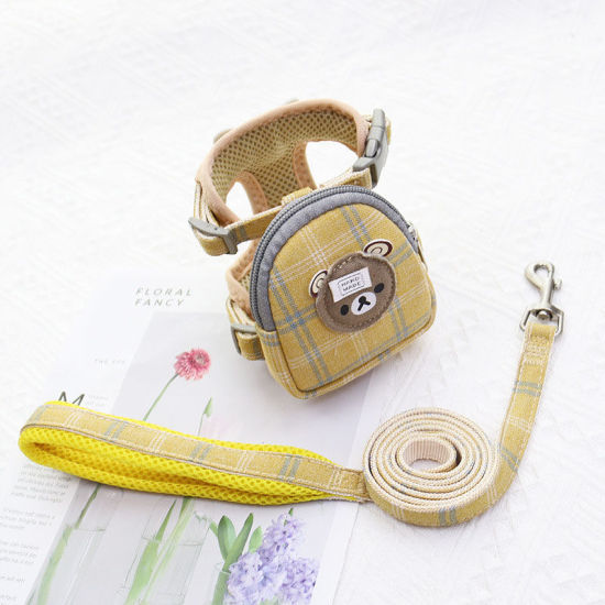 Picture of Yellow - S Cute Bear Pet Vest Chest Strap Leash Rope With Backpack Pet Supplies, 1 Piece