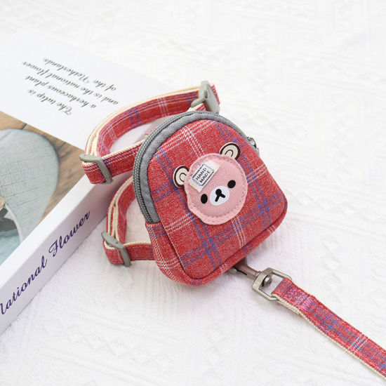 Picture of Red - S Cute Bear Pet Chest Strap Leash Rope With Backpack Pet Supplies, 1 Piece