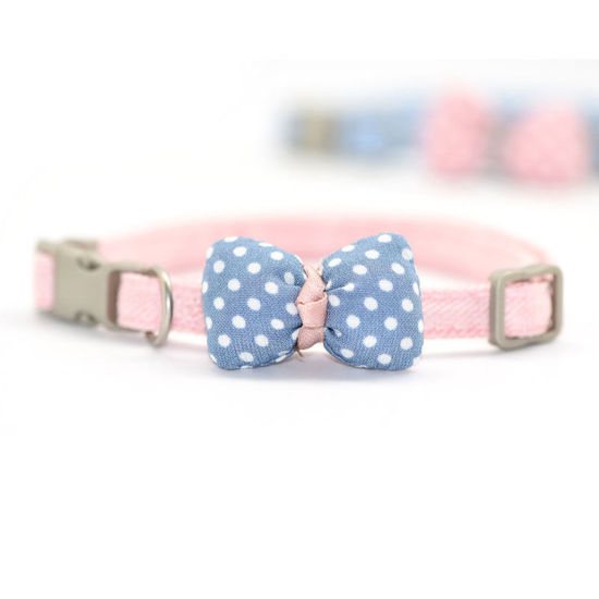 Picture of Pink - M Polyester Dot Bowknot Adjustable Dog Collar Pet Supplies, 1 Piece