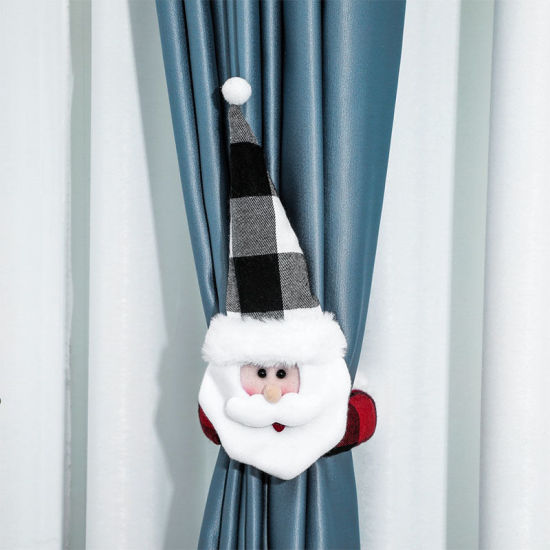 Picture of White - Christmas Santa Claus Doll Curtain Tiebacks Clips Holdbacks Home Decoration 48x27cm, 1 Piece