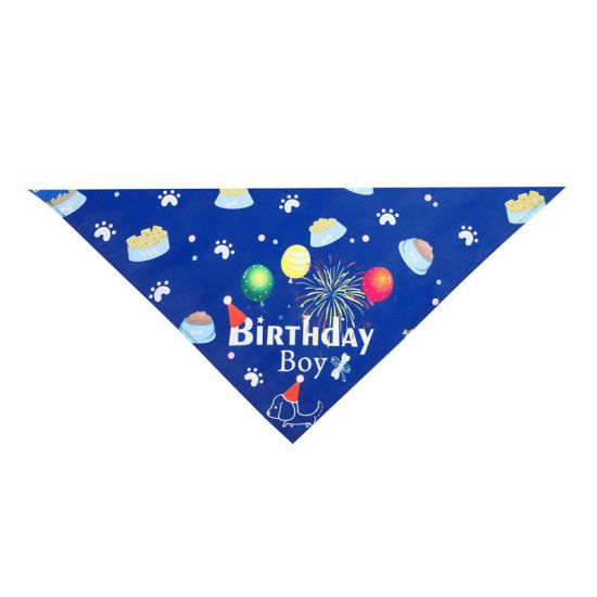 Picture of 1 Piece Polyester Cute Pet Neckerchief Dark Blue Triangle Fireworks 63cm x 43cm