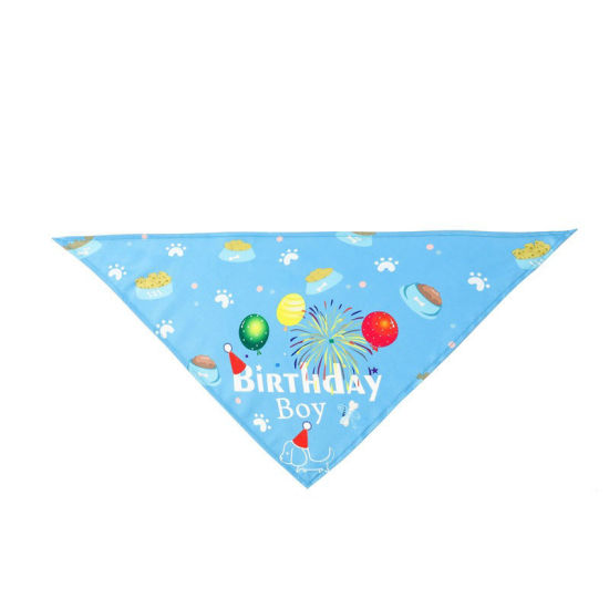 Picture of 1 Piece Polyester Cute Pet Neckerchief Skyblue Triangle Fireworks 63cm x 43cm