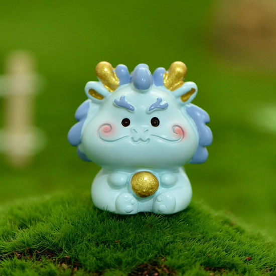 Picture of Blue - Dragon Chinese Zodiac Animal Resin Micro Landscape Miniature Decoration 3.5x3.5cm, 1 Piece