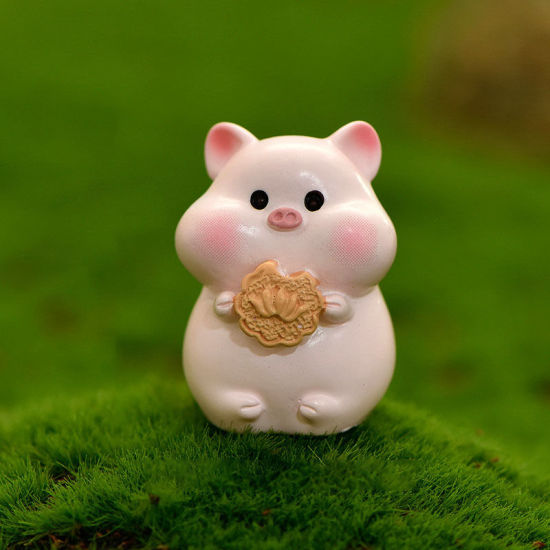 Picture of Light Pink - Pig Chinese Zodiac Animal Resin Micro Landscape Miniature Decoration 3.4x2.5cm, 1 Piece
