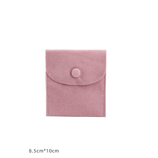ベルベットジュエリーバッグ宝石袋 薄ピンク 10cm x 8.5cm、 1 個 の画像