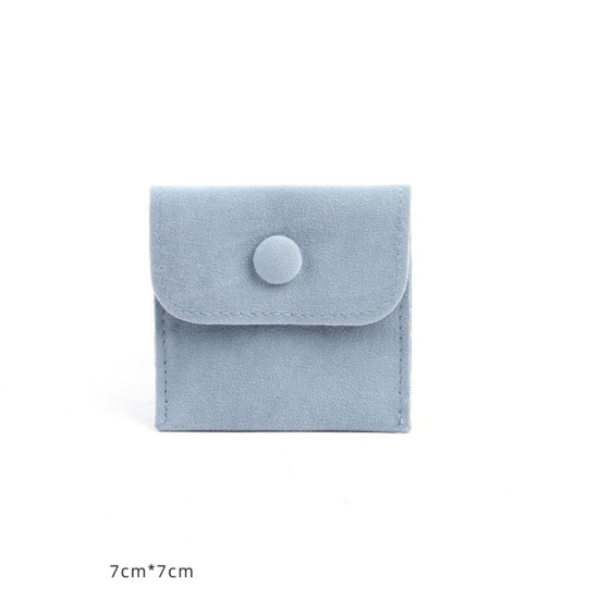 ベルベットジュエリーバッグ宝石袋 水色 7cm x 7cm、 1 個 の画像