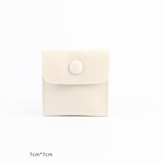 ベルベットジュエリーバッグ宝石袋 オフホワイト 7cm x 7cm、 1 個 の画像