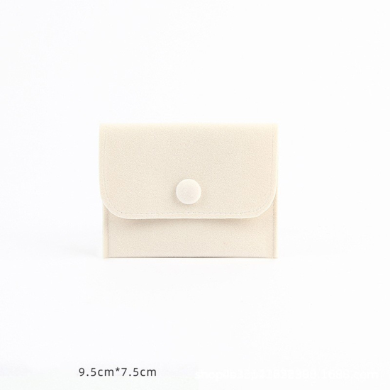 ベルベットジュエリーバッグ宝石袋 オフホワイト 9.5cm x 7.5cm、 1 個 の画像