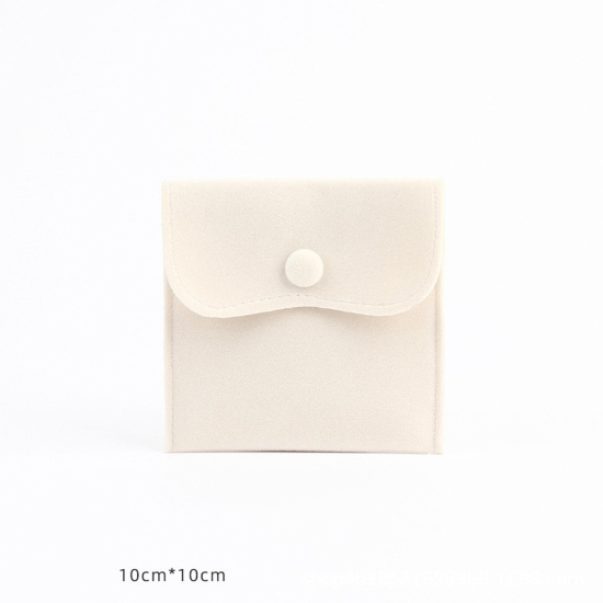 ベルベットジュエリーバッグ宝石袋 オフホワイト 10cm x 10cm、 1 個 の画像