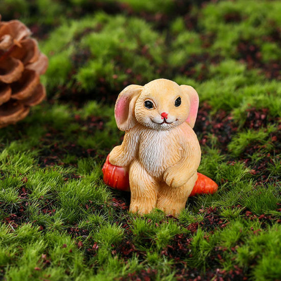 Imagen de Pale Yellow - 1# Cute Rabbit Resin Micro Landscape Miniature Decoration 4x3.4cm, 1 Piece