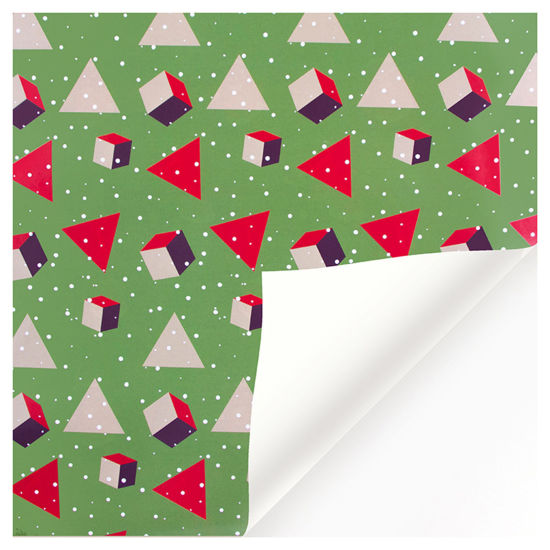 Picture of Paper Christmas Jewelry Gift Flower Wrapping Red & Green Geometric Pattern 70cm, x 50cm, 6 Sheets