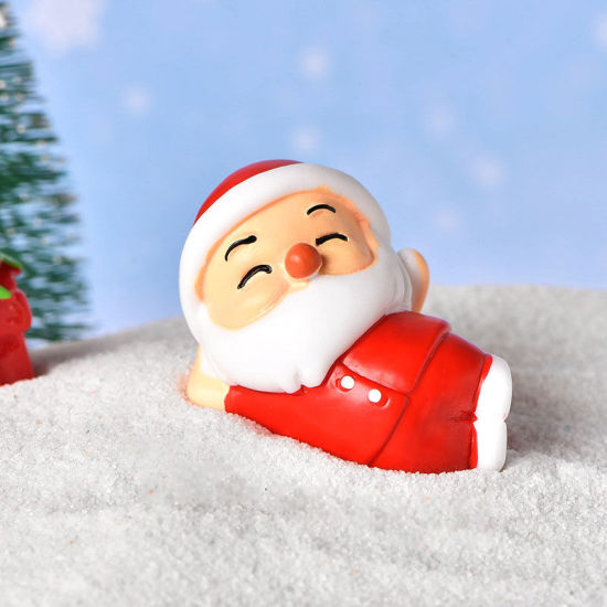 Imagen de Red - 5# Christmas Santa Claus Resin Micro Landscape Miniature Decoration 3.8x2.5cm, 1 Piece