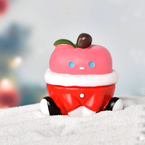 Imagen de Red - 14# Christmas Apple Resin Micro Landscape Miniature Decoration 3.1x3.1cm, 1 Piece