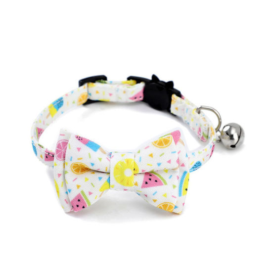 Picture of Multicolor - 5# Polyester Bowknot Adjustable Cat Collar with Bell Safety Buckle Pet Supplies 28x1cm, 1 Piece