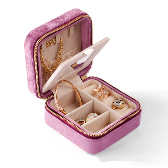 Image de Boîte à bijoux en Velvet Carré Violet 10cm x 10cm , 1 Pièce