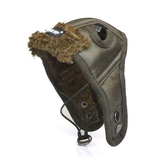 Picture of Brown - L Autumn Winter Retro Warm PU Leather Aviator Hat Dog Pet Clothing, 1 Piece