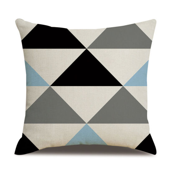 Picture of Multicolor - 1# Geometric Mediterranean Style Flax Square Pillowcase Home Textile 45x45cm, 1 Piece