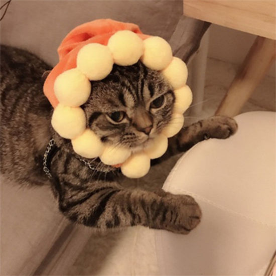 Picture of Orange - 6# Velvet Cute Headgear Dress Up For Cat Dog Pet Supplies 9x20cm, 1 Piece
