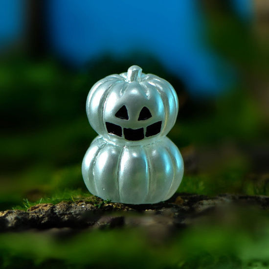Image de Argent - 2 # Halloween Citrouille Micro Décoration Miniature de Paysage en Résine 2.8x2cm, 1 Pièce