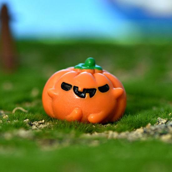 Image de Orange - 3 # Halloween Citrouille Micro Décoration Miniature de Paysage en Résine 2.9x2.1cm, 1 Pièce