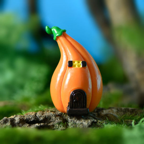 Image de Orange - 17 # Halloween Maison de Citrouille Micro Décoration Miniature de Paysage en Résine 3.9x2.5cm, 1 Pièce