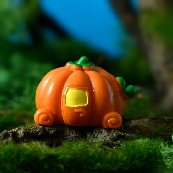 Image de Orange - 18 # Halloween Chariot de Citrouille Micro Décoration Miniature de Paysage en Résine 3.5x2.3cm, 1 Pièce