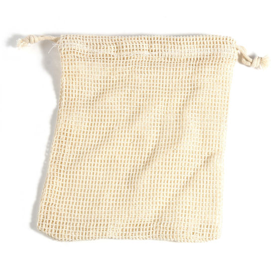 Picture of Cotton Drawstring Bags Beige (Usable Space: Approx 16x14.5cm) 18cm x 14.5cm, 5 PCs