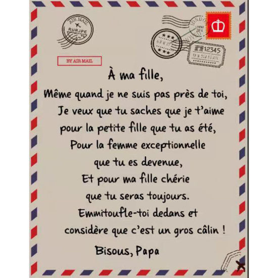 Bild von Beige - 180x140cm Französisch Nachricht Briefumschlag Vater zu Tochter einseitig bedruckt warme Flanelldecke, 1 Stück