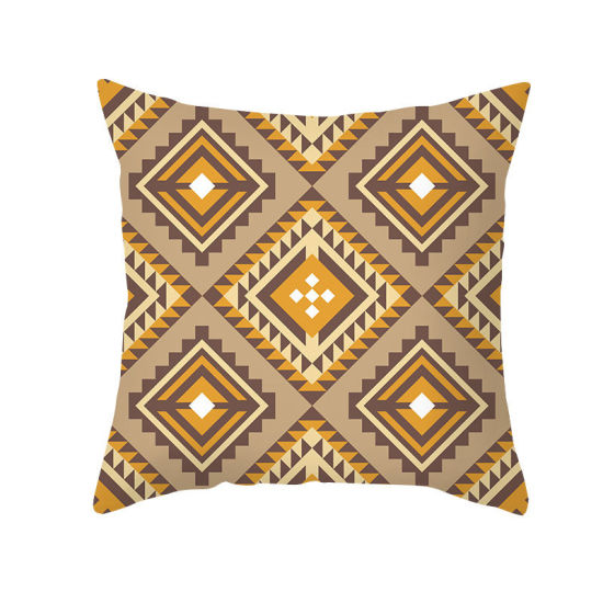 Изображение Multicolor - 4# Bohemian Style Geometric Peach Skin Fabric Square Pillowcase Home Textile 45x45cm, 1 Piece