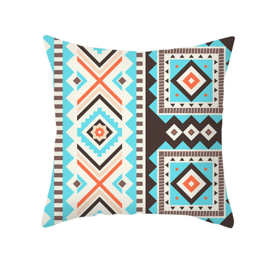 Изображение Multicolor - 8# Bohemian Style Geometric Peach Skin Fabric Square Pillowcase Home Textile 45x45cm, 1 Piece