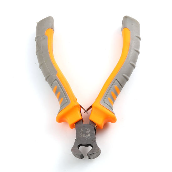Picture of 45 Carbon Steel & Plastic Jewelry Tool Pliers Gray & Orange 10.6cmx 6.5cm, 1 Piece