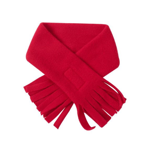 Picture of Red - 43x5cm New Year Velvet Cat Dog Scarf With Tassel Pet Supplies, 1 Piece