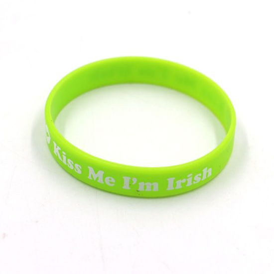 Bild von Hellgrün - 6# Saint Patrick's Day Produkte Klee-Silikon-Armband Geschenk 20.2cm long, 1 Stück