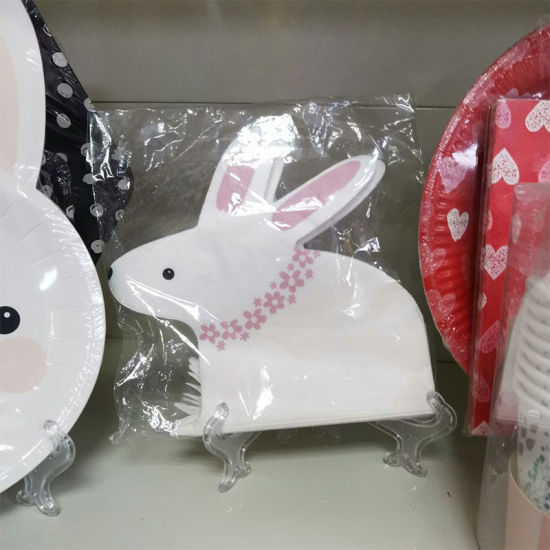 Изображение White - Cute Easter Rabbit Paper Disposable Tissue Children's Party Tableware 16.5x16.5cm, 1 Set(20 PCs/Set)