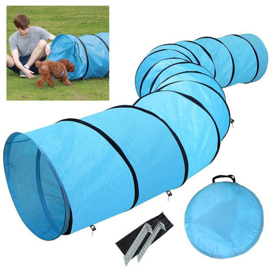Изображение Blue - 60x60x300cm Oxford Fabric Dogs And Cats Tunnel Interactive Pet Toy Collapsible Durable Portable Tear-Resistant Keep Your Pets Stimulated Active And Happy, 1 Piece