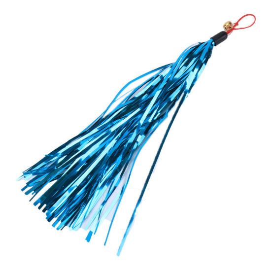 Picture of Blue - PET Tassel Replacement With Bell For Teaser Wand Funny Cat Stick Interactive Pet Toys Keep Your Pets Stimulated Active And Happy 25x5cm, 2 PCs