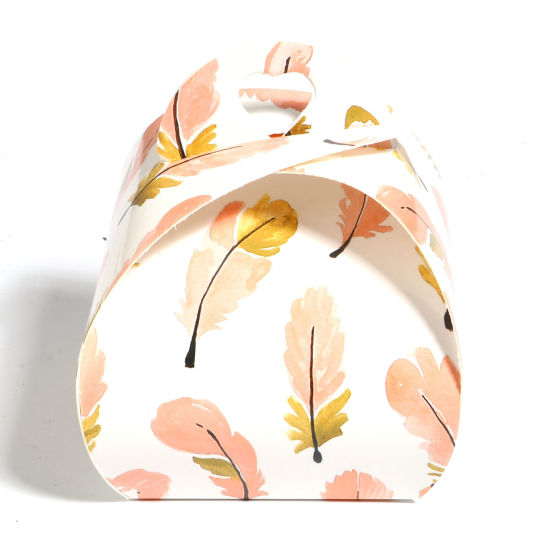 Picture of Paper Packing & Shipping Boxes Geometric Peach Pink Feather Pattern 6.5cm x 5.5cm x 5.5cm 10 PCs