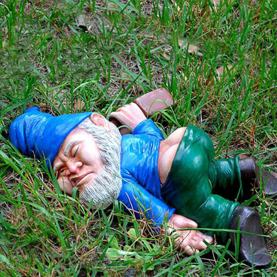 Picture of Blue - 1# Christmas Clownish Drunk Dwarf Resin Craft Landscape Garden Courtyard Decoration 18x13x6cm, 1 Piece