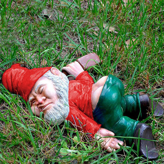 Picture of Red - 6# Christmas Clownish Drunk Dwarf Resin Craft Landscape Garden Courtyard Decoration 15x8x5cm, 1 Piece