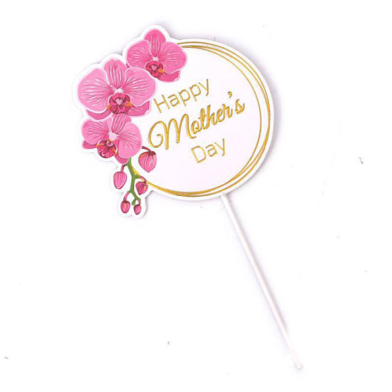Bild von Rosa - 2# Papier Blume Muttertag Kuchen Picks Toppers Backen DIY Dekoration 17x11cm, 1 Stück