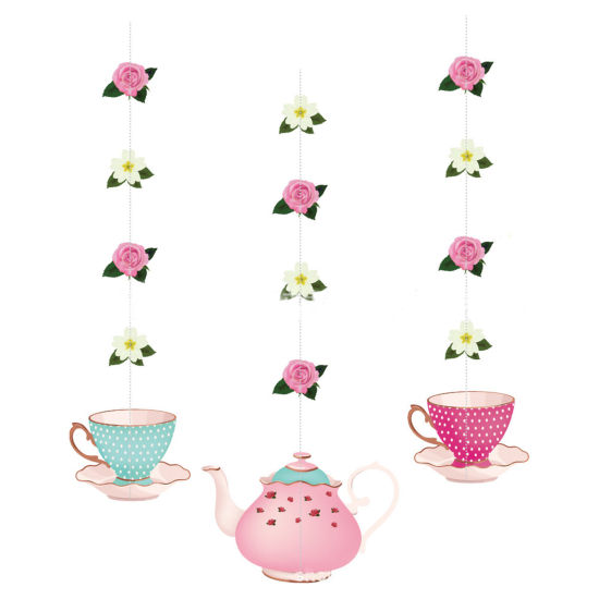 Picture of Multicolor - Paper Tea Party Mother's Day DIY Crafts Hanging Decoration 120cm long, 1 Set（3 PCs/Set）