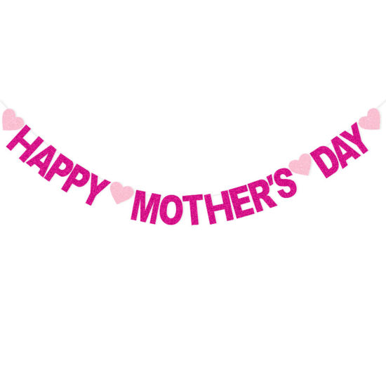 Изображение Fuchsia & Pink - Paper Happy Mother's Day Banner Party Decorations 3m long, 1 Piece