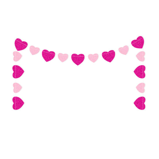 Изображение Fuchsia & Pink - Paper Heart Mother's Day Banner Party Decorations 3m long, 1 Piece