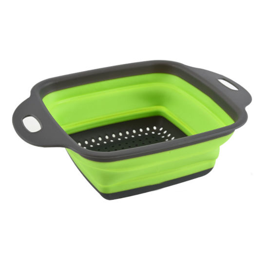 Picture of Green - 4# PP Square Foldable Water Filter Basket For Storage Washing Fruit Vegetable 24x12x7.5cm, 1 Piece