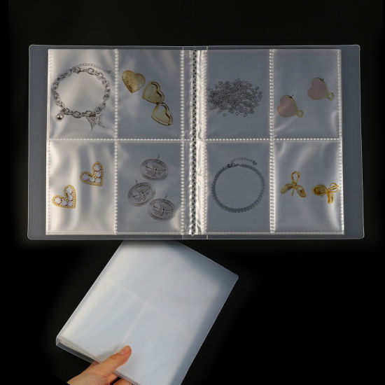 ポリプロピレン ジュエリーホルダー収納ブック型 アルバムカードスロット付き 長方形 クリア色 20cm x 16cm 2.5cm 、 1 個 の画像