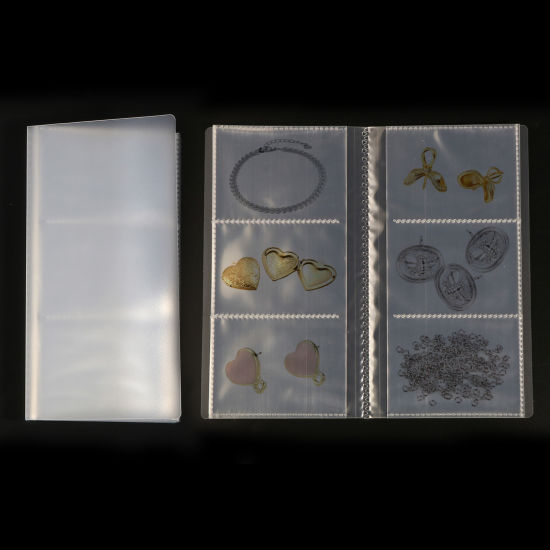 ポリプロピレン ジュエリーホルダー収納ブック型 アルバム 160枚のカードスロット付き 長方形 クリア色 20cm x 10.5cm 1.7cm 、 1 個 の画像