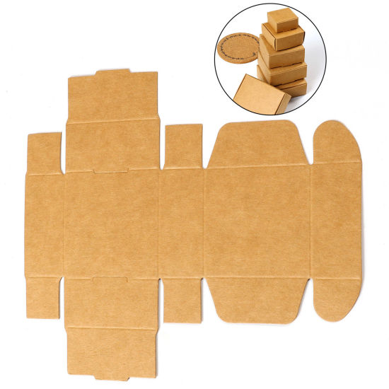 Bild von Papier Schmuck Versand Kartons Quadrat Braun 5.5cm x 5.5cm x 2.5cm , 10 Stück