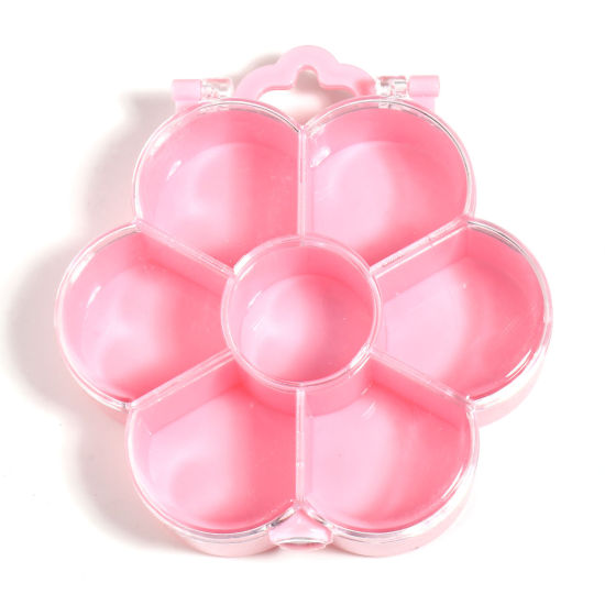 Bild von 7 Fächer ABS Plastik Sortierungsbox Mit Handgriff Blumen Rosa 12.1cm x 11.1cm, 1 Stück